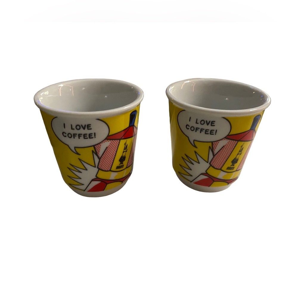 Bialetti Mini Express Espresso Cups Lichtenstein Style Pop Art Design Set of 2